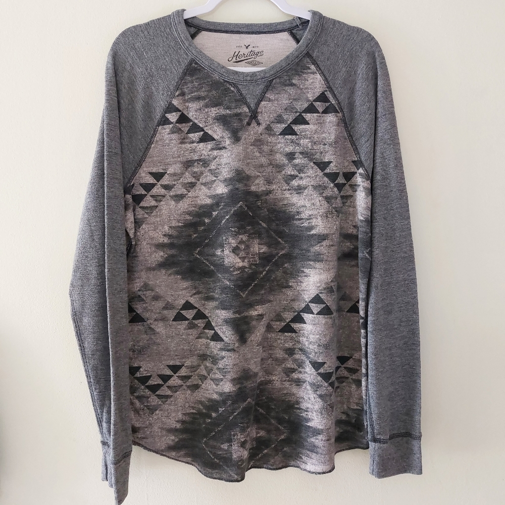 Y2K AEO  Heritage Men's Thermal Pullover Size L Aztec southwest